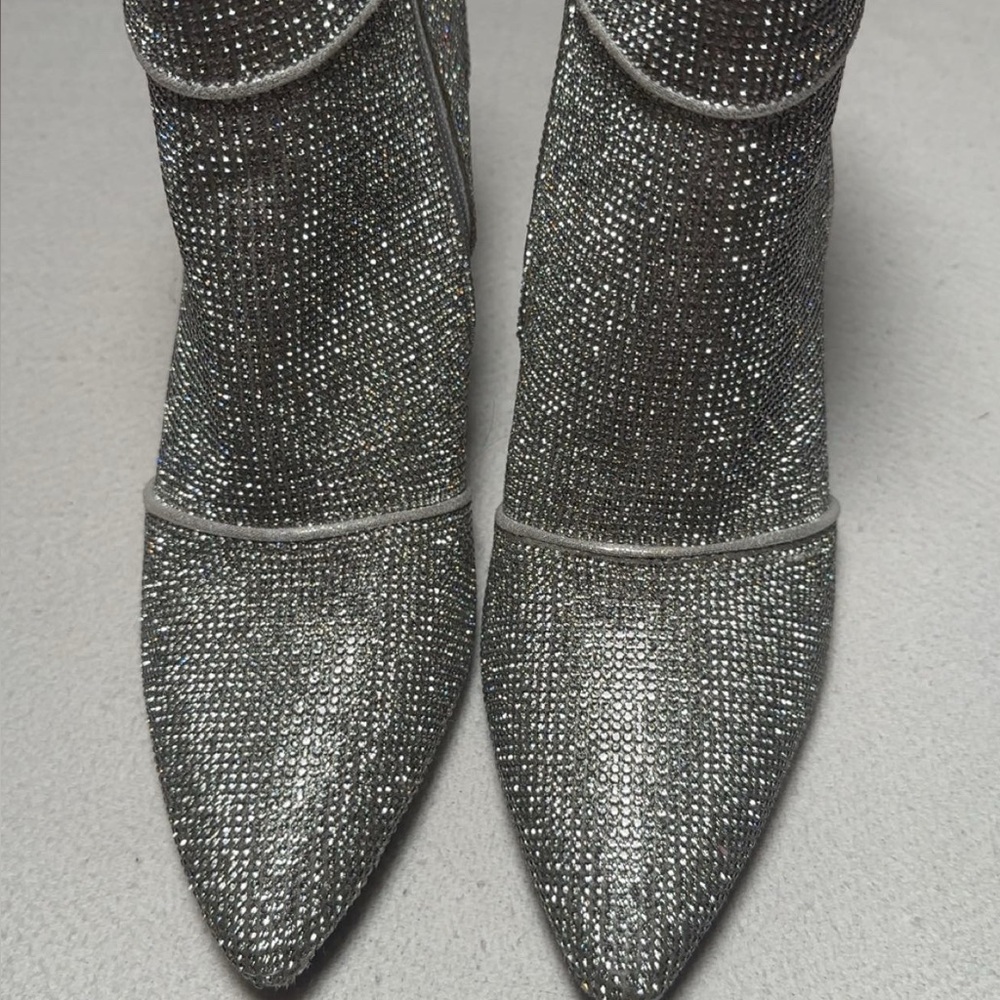 Shimmering Silver Heeled Boots for Women